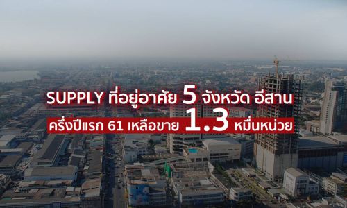 อุปทานที่อยู่อาศัย5จังหวัดภาคตะวันออกเฉียงเหนือครึ่งปีแรก61เหลือขาย 1.3หมื่นหน่วย