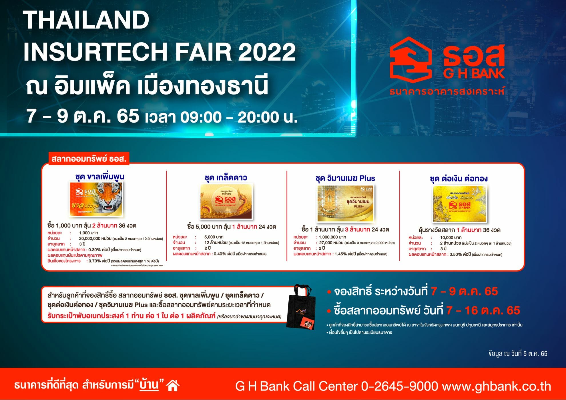 You are currently viewing ธอส. ร่วมงาน Thailand Insurtech Fair 2022 จัดโปรโมชั่นสินเชื่อบ้านดอกเบี้ยพิเศษปีแรกเพียง 2.60% ต่อปี