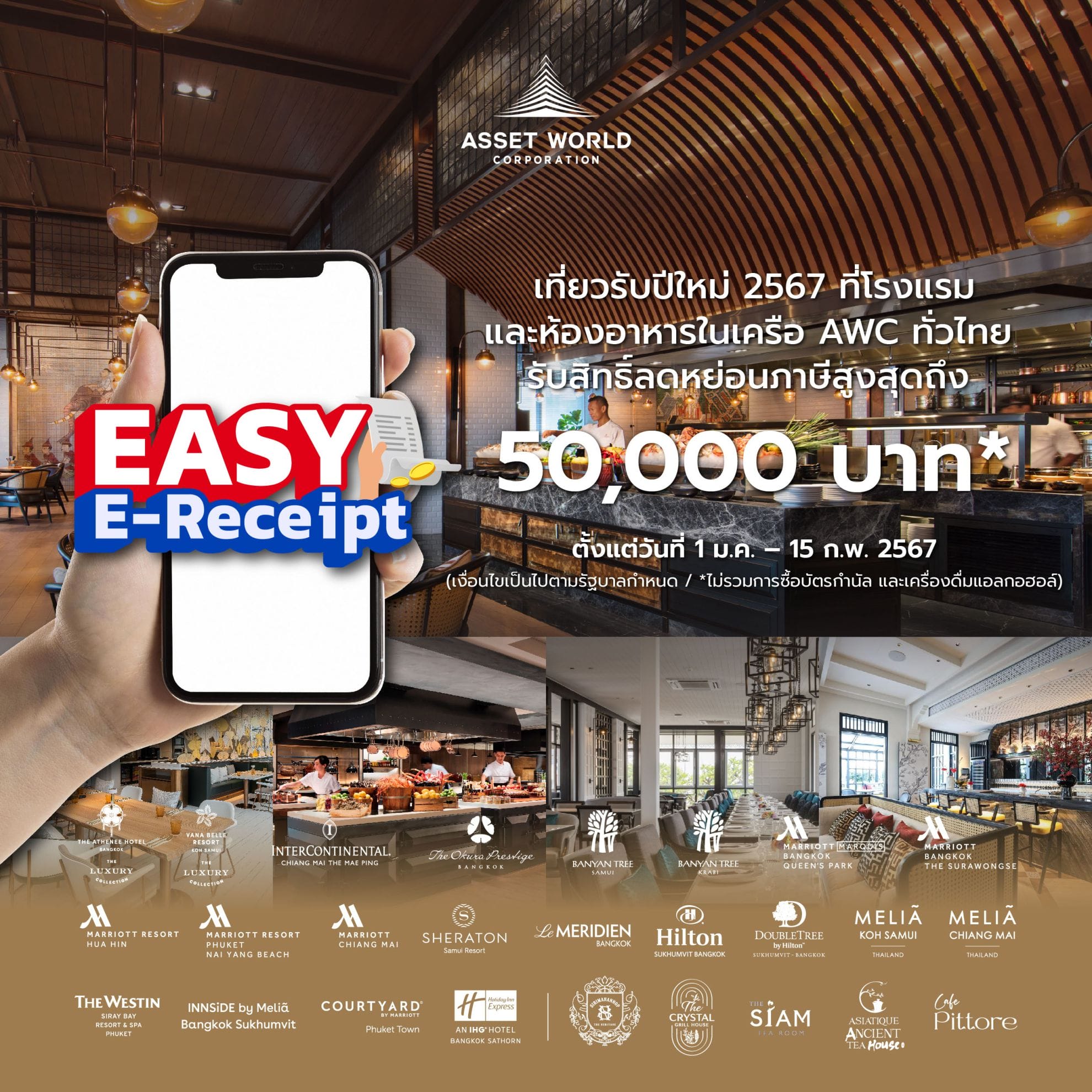 You are currently viewing AWC ร่วมสนับสนุนนโยบายภาครัฐ ‘EASY E-Receipt’รับสิทธิ์ลดหย่อนภาษีสูงสุด 5หมื่นบาท*